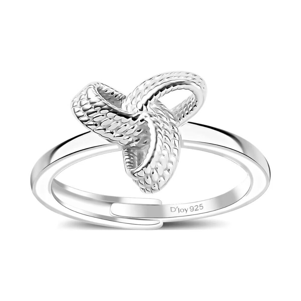 💝 Beautiful Sterling Silver Love Knot Design Adjustable Ring - Size 8